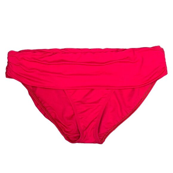 NWT Lauren Ralph Lauren 16 Fold-Over Wide-Band Bikini Swim Bottoms Dark Pink - Picture 3 of 11